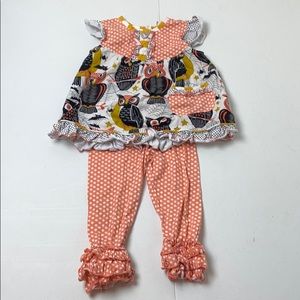 Shrimp & Grits Kids Girls Outfit Owl 3T
